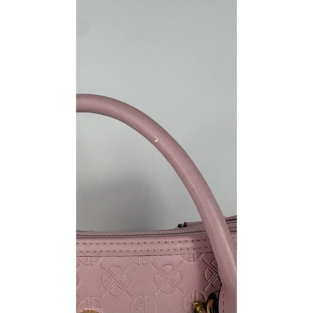 Giani Bernini Pink Signature Debossed Dome Satchel Hand Purse And Shoulder Strap